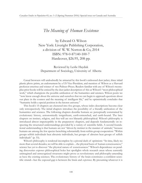 Pdf The Meaning Of Human Existence