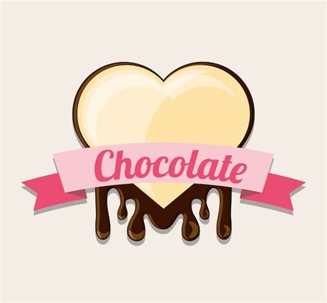 Emblema Con Cinta Decorativa Y Corazón De Chocolate Blanco Sobre Fondo