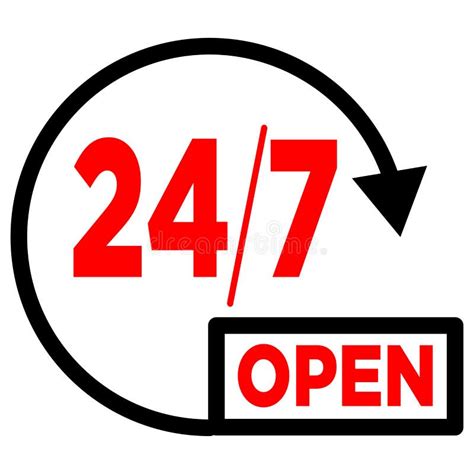 247 365 Open Hours Icon Or Sign Stock Vector Illustration Of Icon