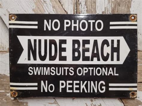 Vintage Nude Beach Porcelain Sign Old No Photos Forest Service Ocean Park Sea Picclick