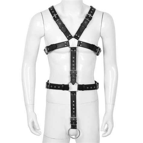 Mens Detachable Bondage Full Body Harness Clubwear With O Ring