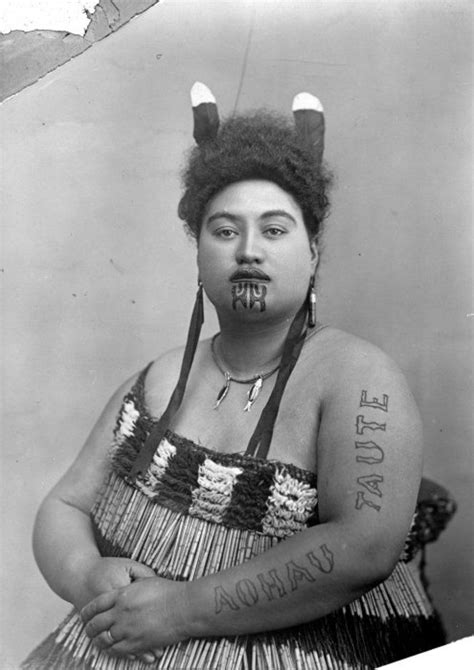 Portrait Of Pikau Teimana Of Putaruru Wearing A Piupiu And With The Words Aohau Taute