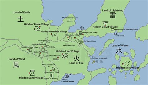 Naruto World Map Hidden Waterfall Village Animeipi By Barelyprodigies