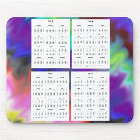 4 Year Calendar 2013 2016 Mouse Pad Zazzle