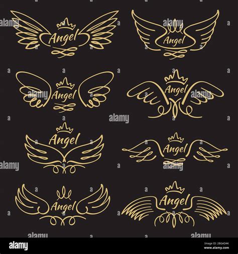 Elegant Angel Golden Flying Wings On Black Background Flying Angel