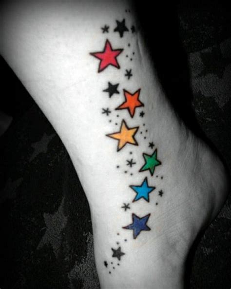 Pin By Dani Strawn On Tattoo Rainbow Tattoos Star Tattoos Ankle