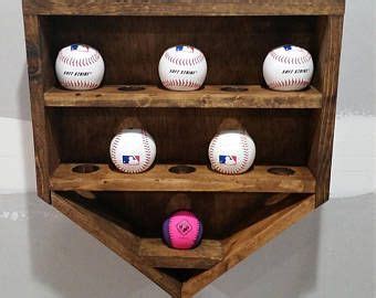 The shelves will attach through the horizontal pieces and the sides will source: Wooden Home Plate Baseball Shelf Display Holder | Baseball shelf, Home plate baseball, Display ...