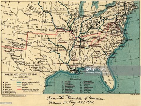 Map During American Civil War North And South In 1861 The News