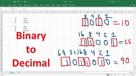 Binary To Decimal Using Excel Youtube
