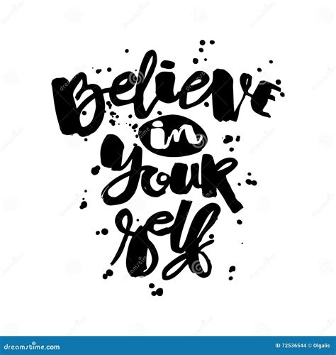 Believe In Yourself Hand Lettering Ink Drawn Motivation Poster Stock