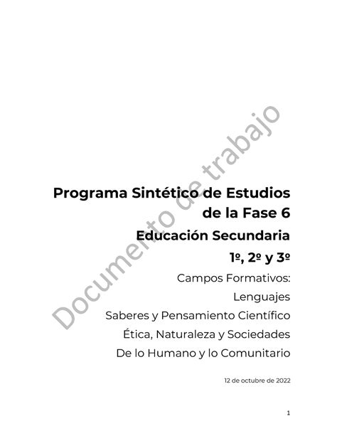 Programa Sit Tico Fase Programa Sint Tico De Estudios De La Fase