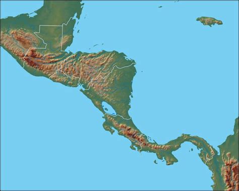 Physical Map of Central America