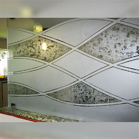 Rectangular Etched Glass Partition For Hotel Mall Office Pattern Printed At Best Price In