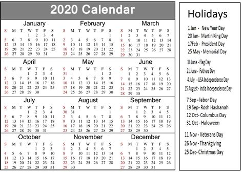 Exceptional 2020 Calendar Showing Federal Holidays 2020 Calendar