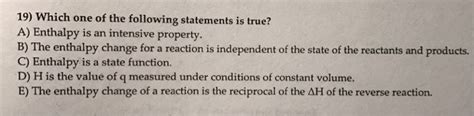 Solved: Which One Of The Following Statements Is True? A ...