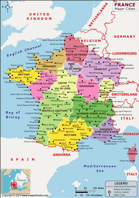 France Major Cities Map List Of Major Cities In Different States Of