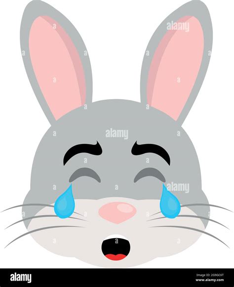Vector Emoticon Illustration Of A Cartoon Rabbits Face With A Sad