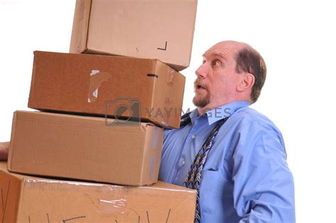 Man Carrying Heavy Boxes By Amasterimage Vectors And Illustrations With