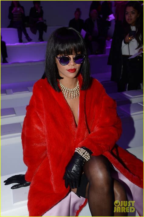 Rihanna Covers Up Her Sexy Black Dress With Red Coat At Dior Show Photo 3062317 Rihanna