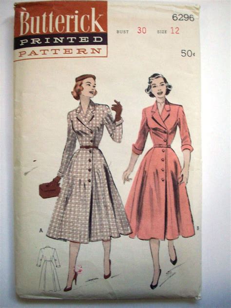 Butterick 6296 1952 Butterick Patterns Vintage Vintage Dress