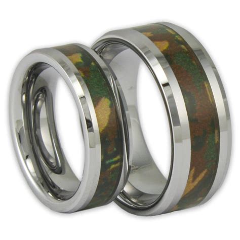 Buy tungsten rings, tungsten carbide wedding & engagement rings from australian store. His and Her Woodland Camo Tungsten Ring Set Couples Camouflage Wedding Bands by Ring Ninja