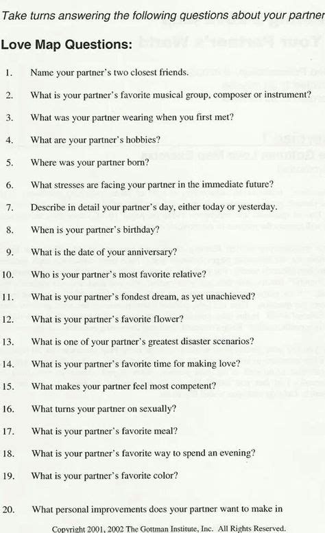 Gottmans Love Map Quiz How Well Do You Know Your Partner With