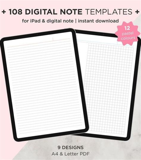 Digital Note Taking Paper Goodnotes Template Letter Size Etsy