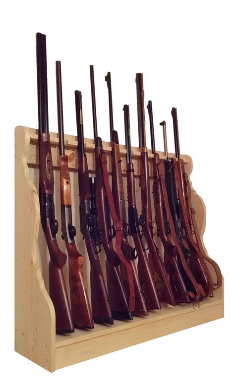Pine Wooden Vertical Gun Rack 10 Place Long Gun Display – Gun Racks For