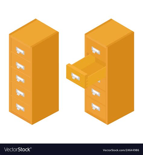 Filing Cabinet Isometric Royalty Free Vector Image