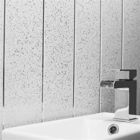 Platinum White Sparkle And Twin Chrome Strip Bathroom Wall Panels Pvc 5mm
