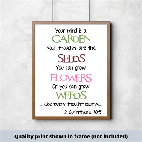 Digital Print Your Mind Is A Garden Thoughts Are Seeds Etsy