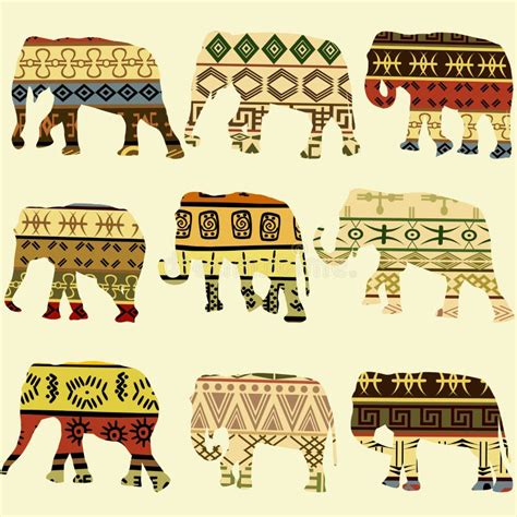 Set Of Patterned Elephants In Ethnic Style Stock Vector Illustration Of Texture Culture 26465279