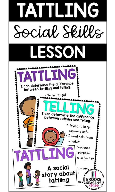 Social Skills Lesson: Tattling Vs. Telling | Social skills lessons, Social skills, School counseling