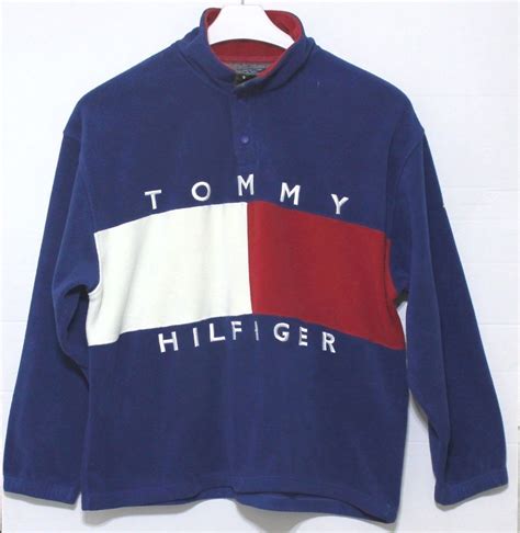 Rare Vintage Tommy Hilfiger Outdoors Flag Spellout 14 Snap Fleece