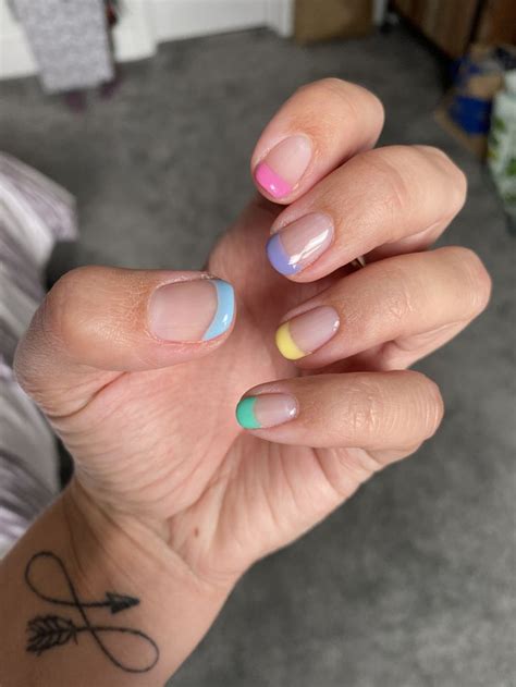 Rainbow Pastel French Tip Nails Summer Nail Art Idea French Tip