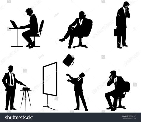 Vector Illustration Six Businessmen Silhouettes Stock Vector Royalty