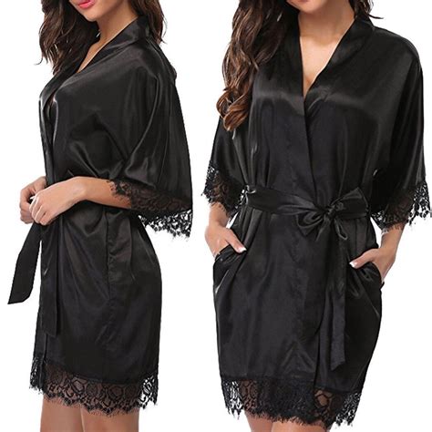 Buy Fashion Women Satin Robes Gown Summer Long Sleeve