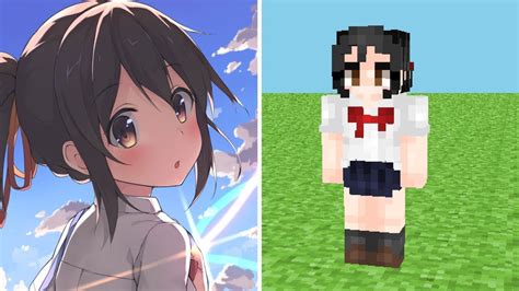Anime Cute Girl Minecraft Skin Layout