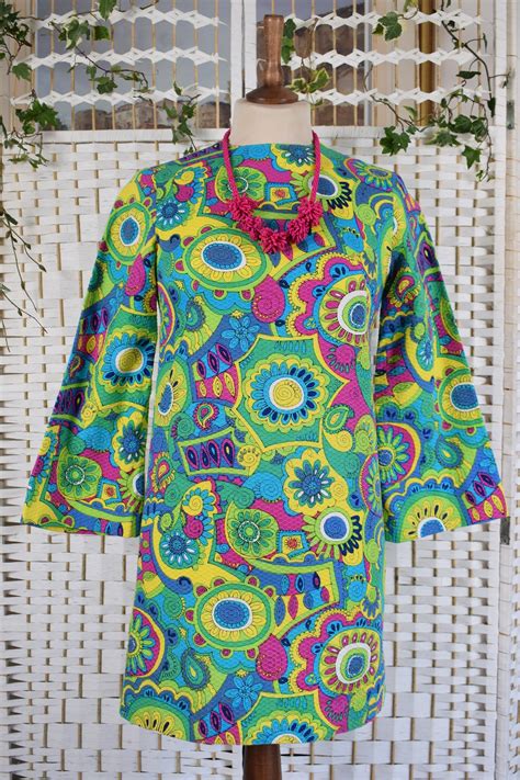 multicoloured psychedelic 1960s mini dress 60s mod dress etsy uk