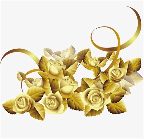 Taobao Creative Png Transparent Flowers Flowers Gold Roses Creative