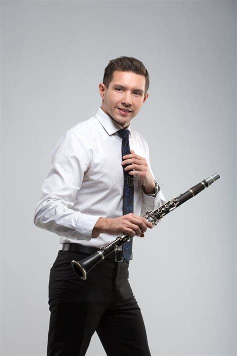 Young Man Playing The Clarinet Stock Image Image Of Adult Portrait