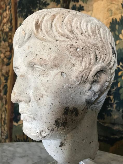 Italian Stone Bust Of Augustus Caesar On Acrylic Base For