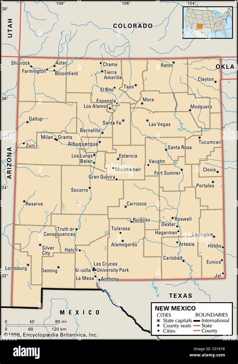 Political Map Of New Mexico Stock Photo Alamy