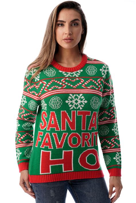 Followme Womens Ugly Christmas Sweater Sweaters For Women Green Santas Favorite Large