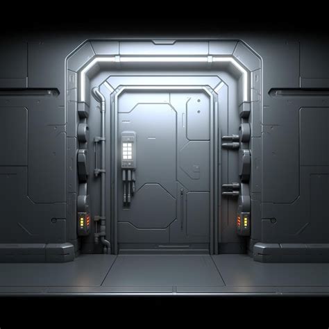 Premium Photo Minimalist Metallic Steel Spaceship Door