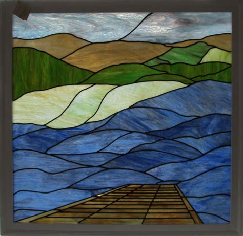Stained Glass Landscape With Dock 40 Off Clearance Sale Etsy