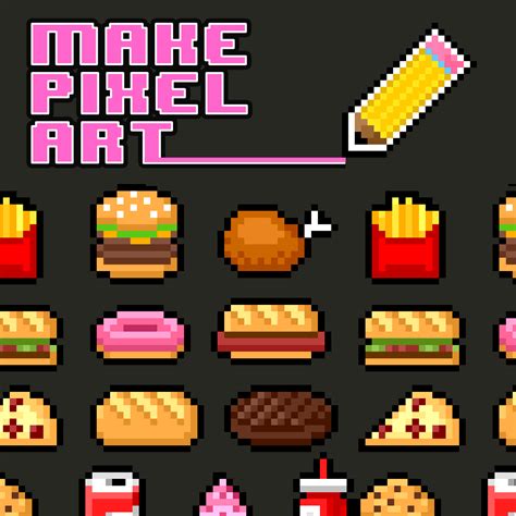Make Pixel Art Free Pixel Art Free Art Pixel Art Food