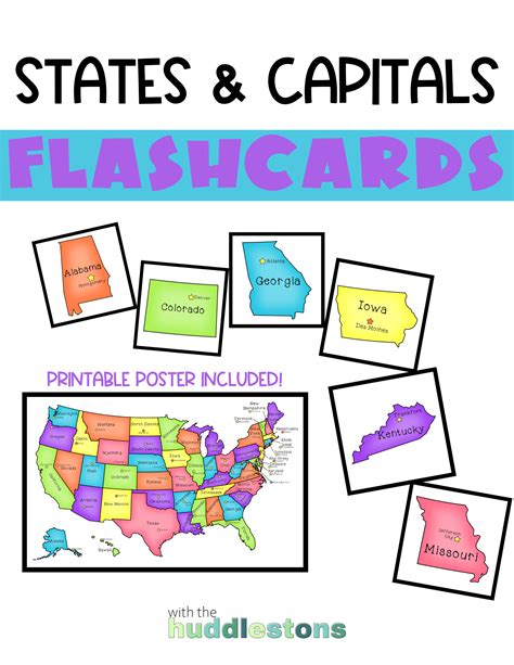 States And Capitals Flashcards With The Huddlestons