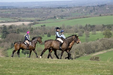 Horse Riders In English Countryside Uk Editorial Photo Image Of