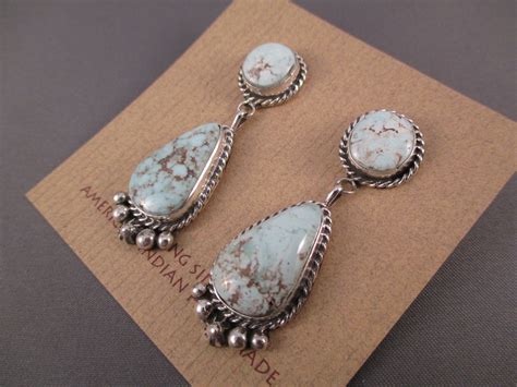 Dry Creek Turquoise Squash Blossom Necklace Earring Set Two Grey Hills